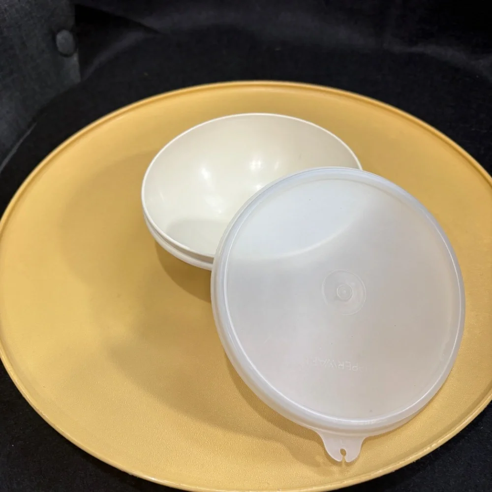 Vintage TUPPERWARE DIP N SERVE Tray/Bowl Set Harvest Gold